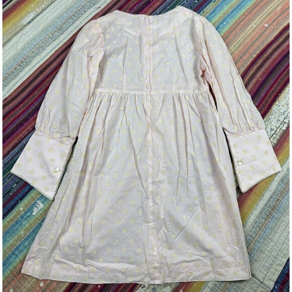 Vintage Carol Evans Girls Party Dress Pink Flocked Floral Print Wide Cuffs Sz 12 - Picture 12 of 12